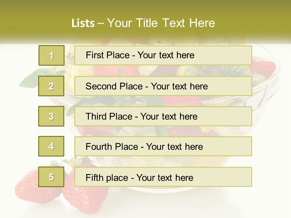 A Bowl Of Fruit Is Shown With Two Strawberries PowerPoint Template