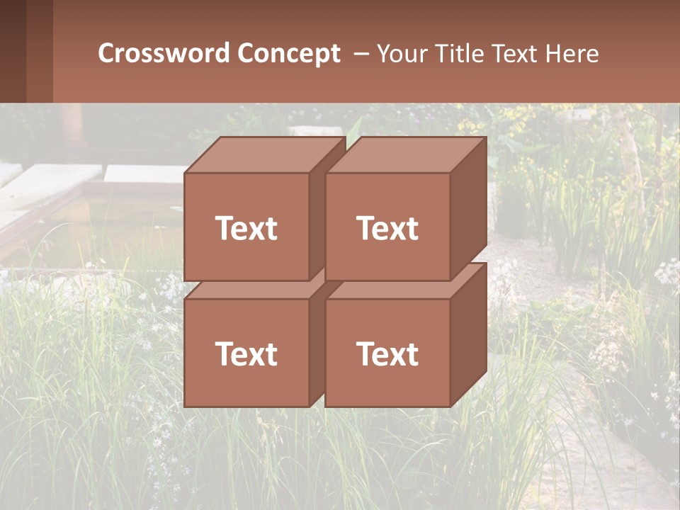 A Garden With Lots Of Plants And Water PowerPoint Template