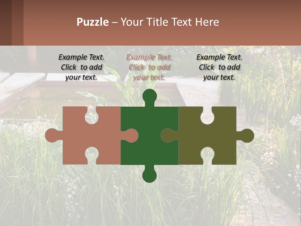 A Garden With Lots Of Plants And Water PowerPoint Template