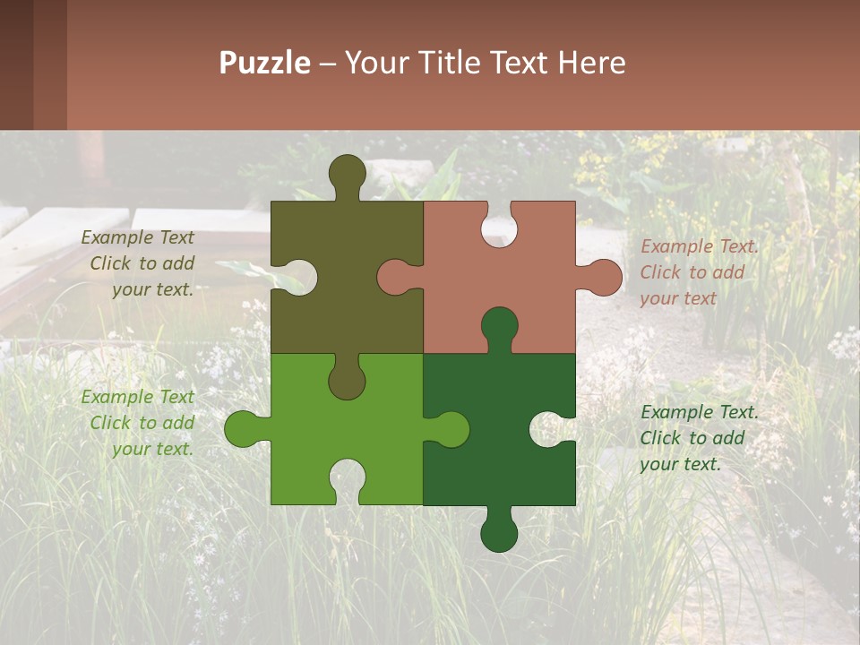 A Garden With Lots Of Plants And Water PowerPoint Template