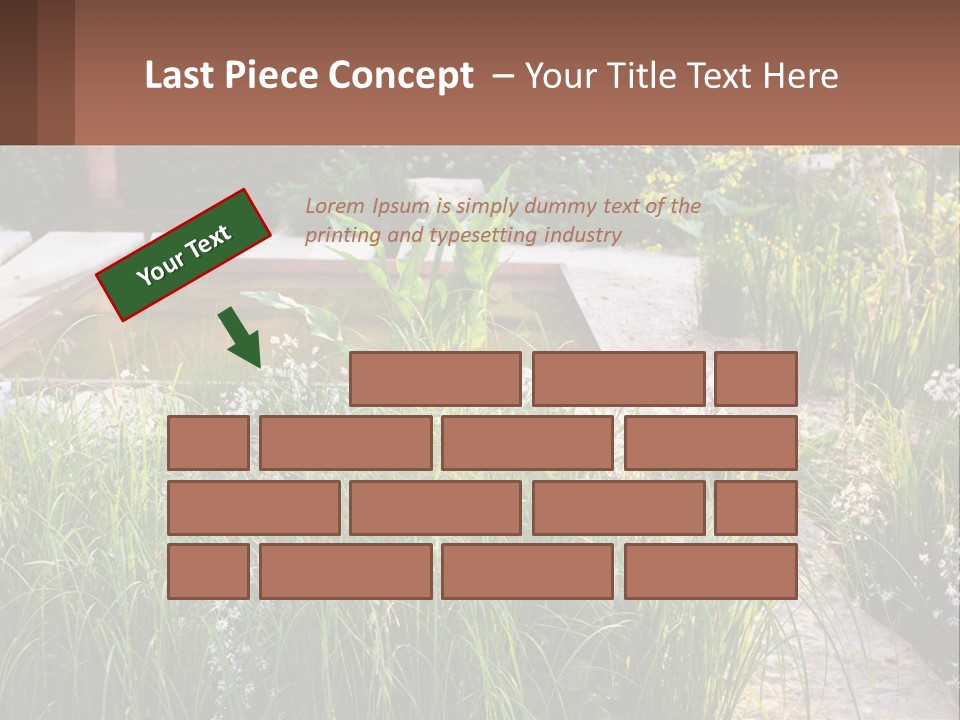 A Garden With Lots Of Plants And Water PowerPoint Template