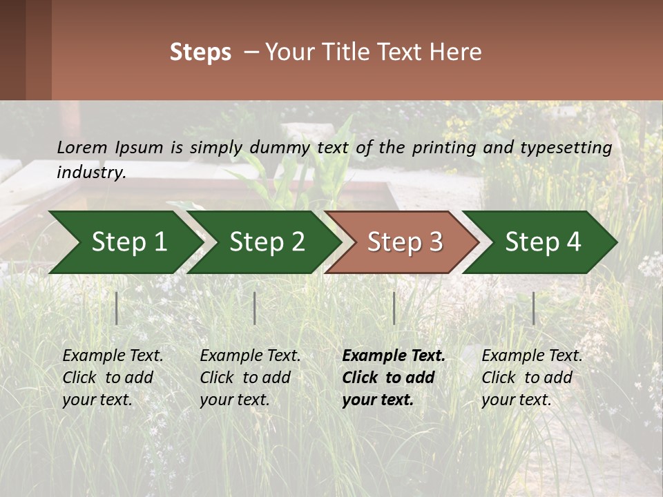 A Garden With Lots Of Plants And Water PowerPoint Template