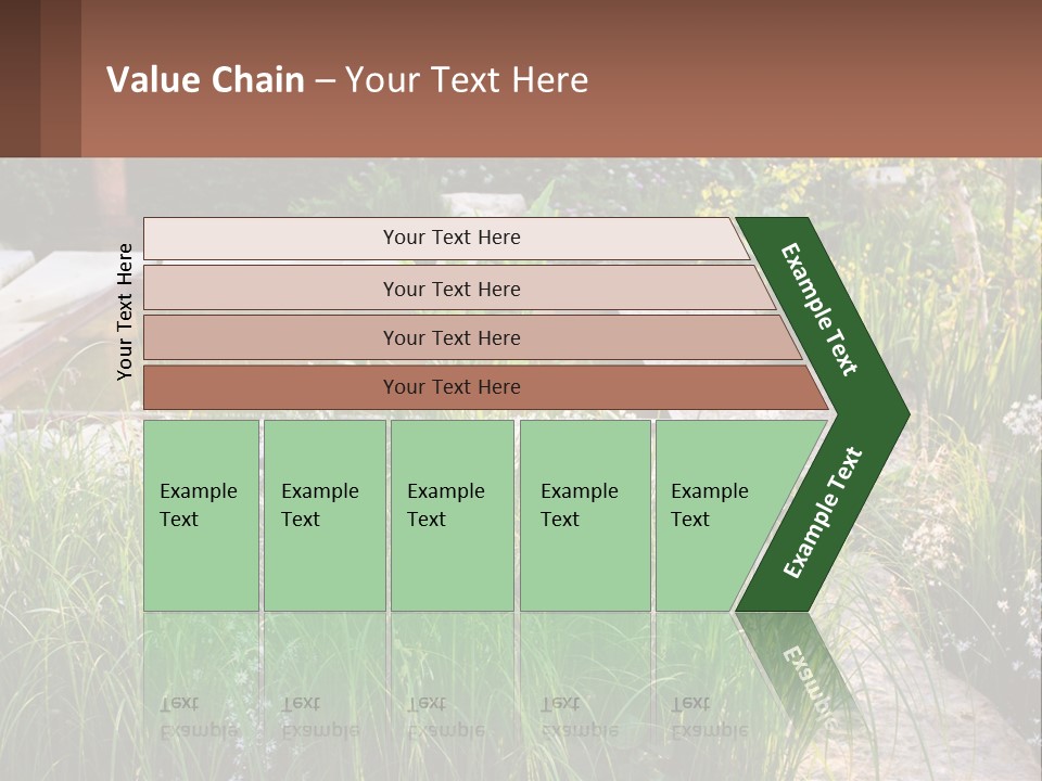 A Garden With Lots Of Plants And Water PowerPoint Template