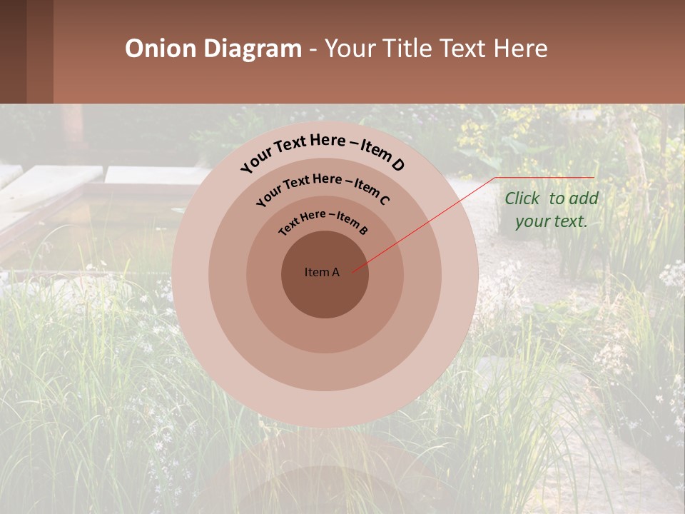 A Garden With Lots Of Plants And Water PowerPoint Template