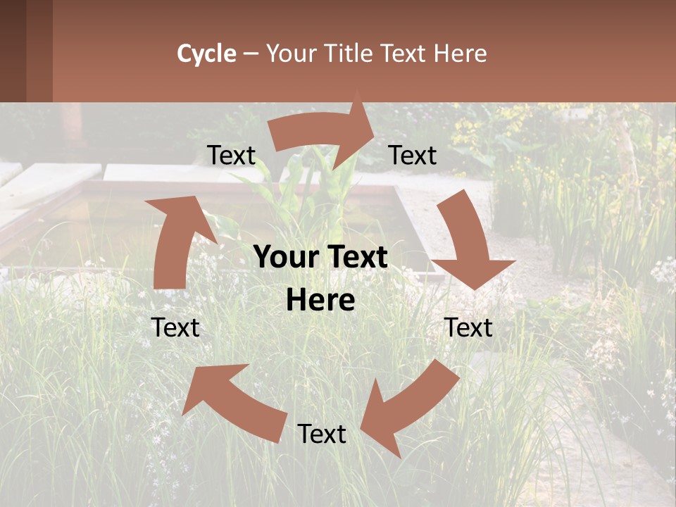 A Garden With Lots Of Plants And Water PowerPoint Template