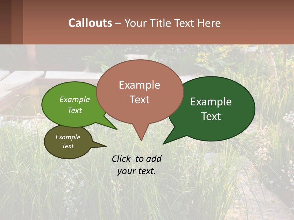 A Garden With Lots Of Plants And Water PowerPoint Template