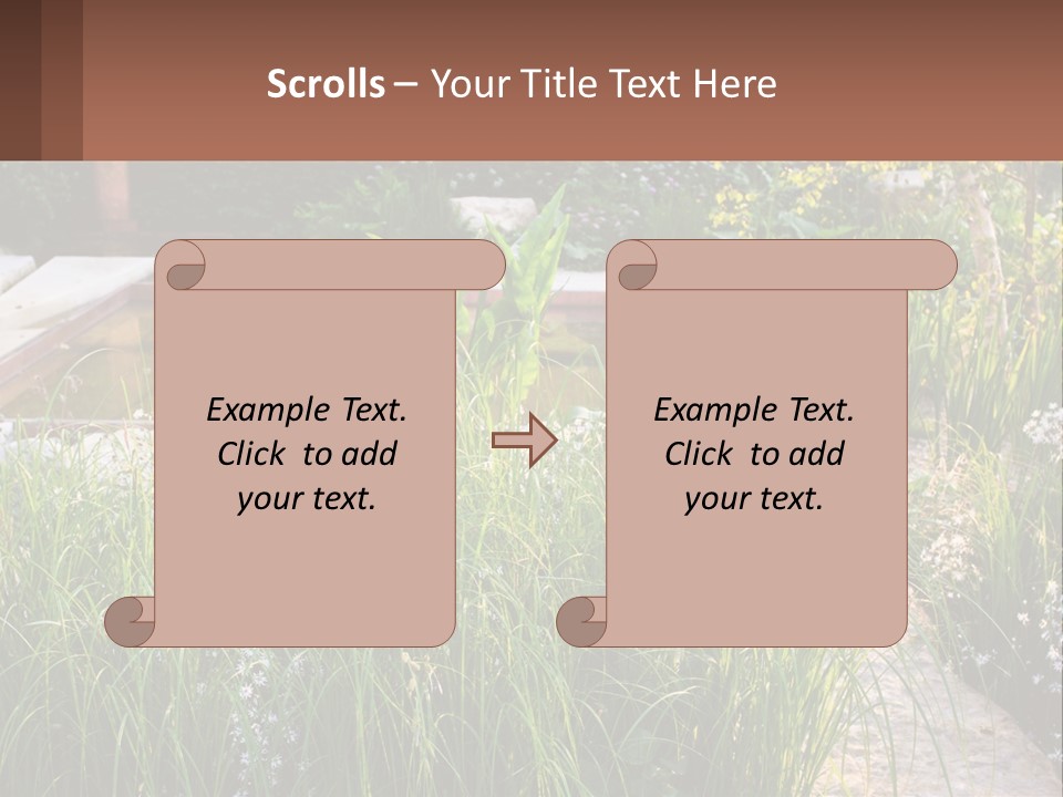 A Garden With Lots Of Plants And Water PowerPoint Template