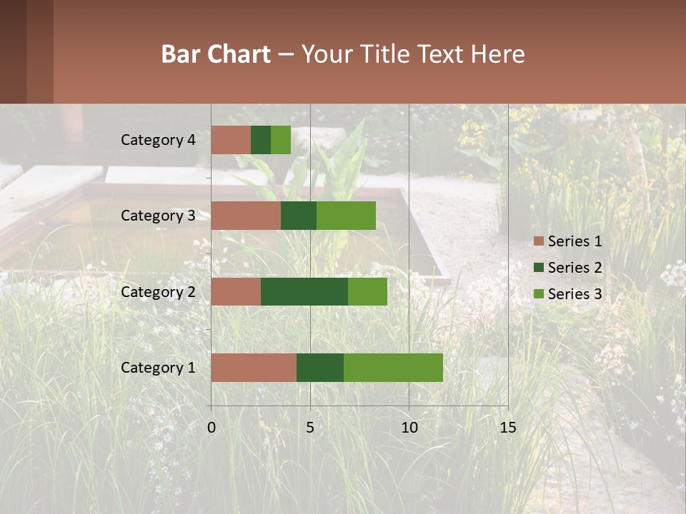 A Garden With Lots Of Plants And Water PowerPoint Template