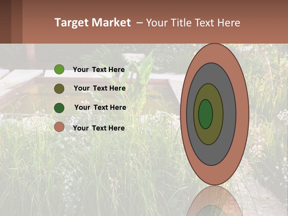 A Garden With Lots Of Plants And Water PowerPoint Template