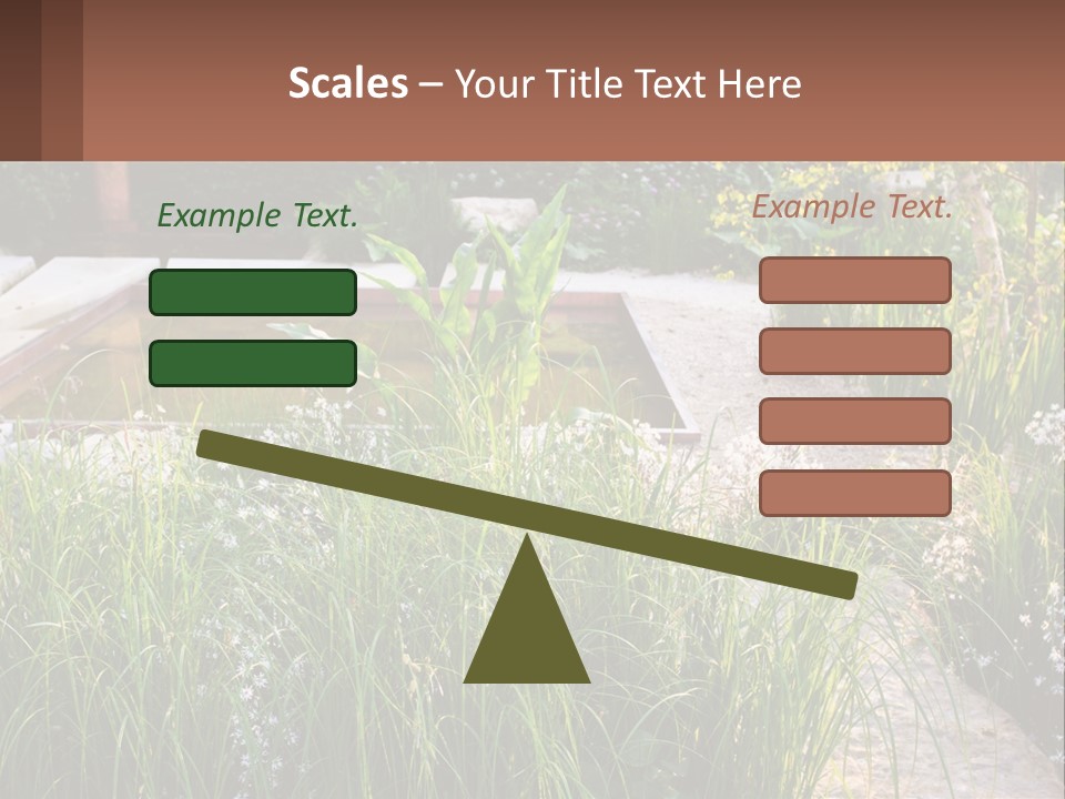 A Garden With Lots Of Plants And Water PowerPoint Template