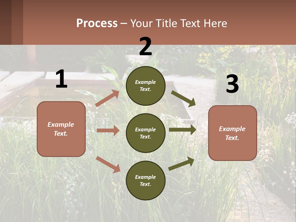 A Garden With Lots Of Plants And Water PowerPoint Template