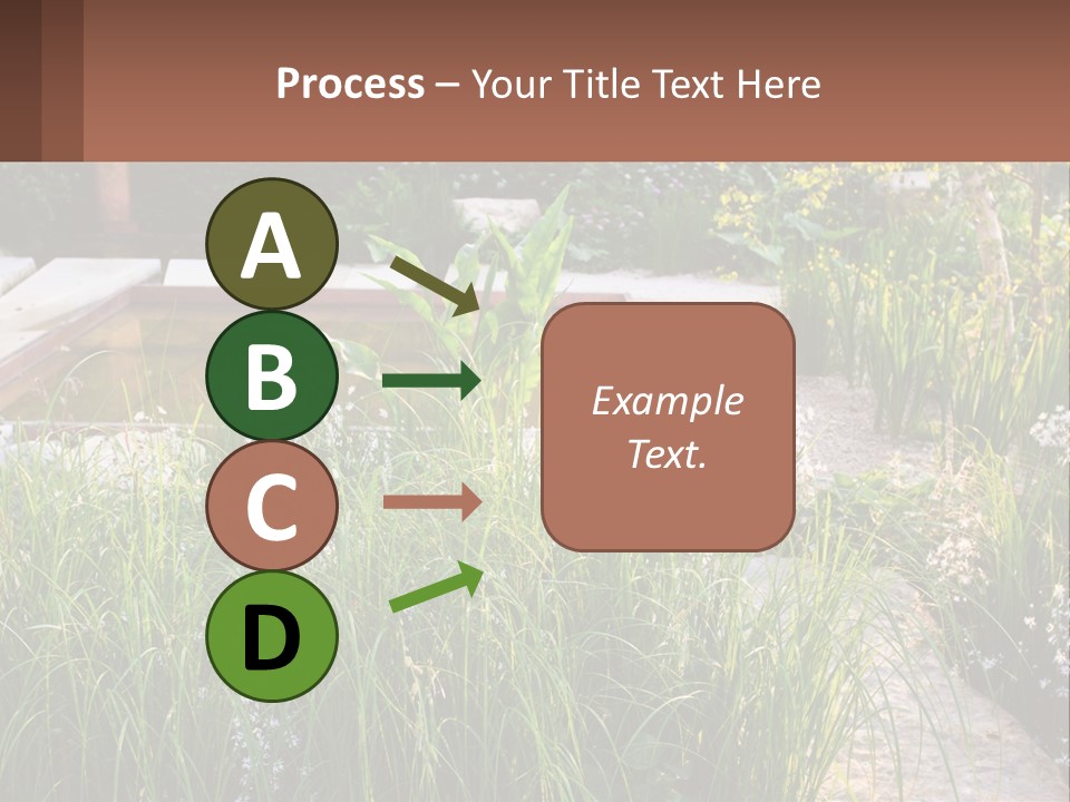 A Garden With Lots Of Plants And Water PowerPoint Template