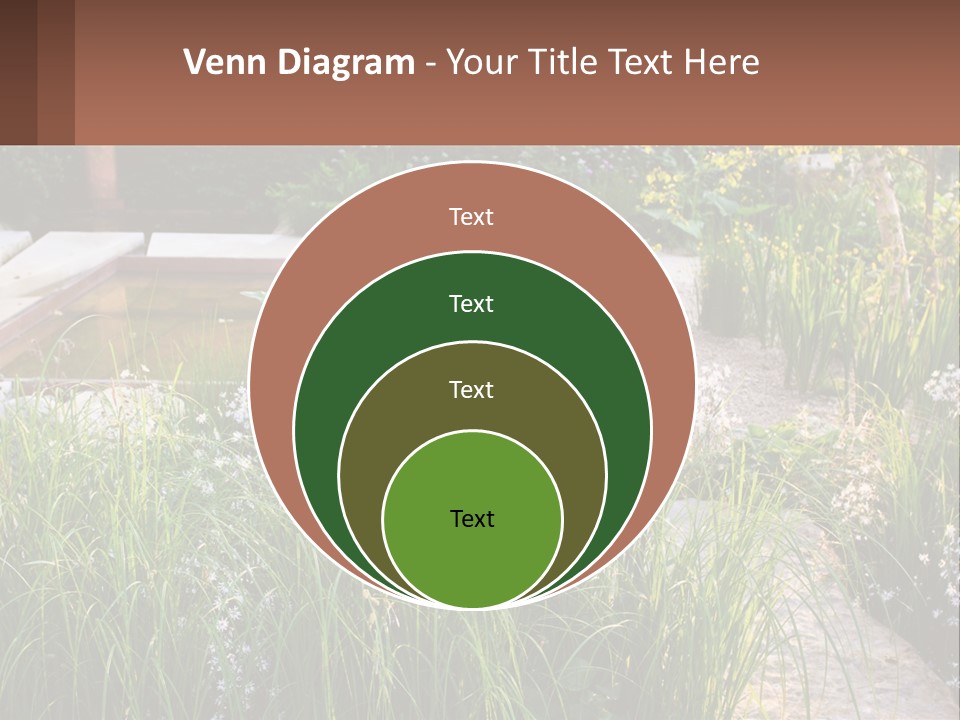 A Garden With Lots Of Plants And Water PowerPoint Template