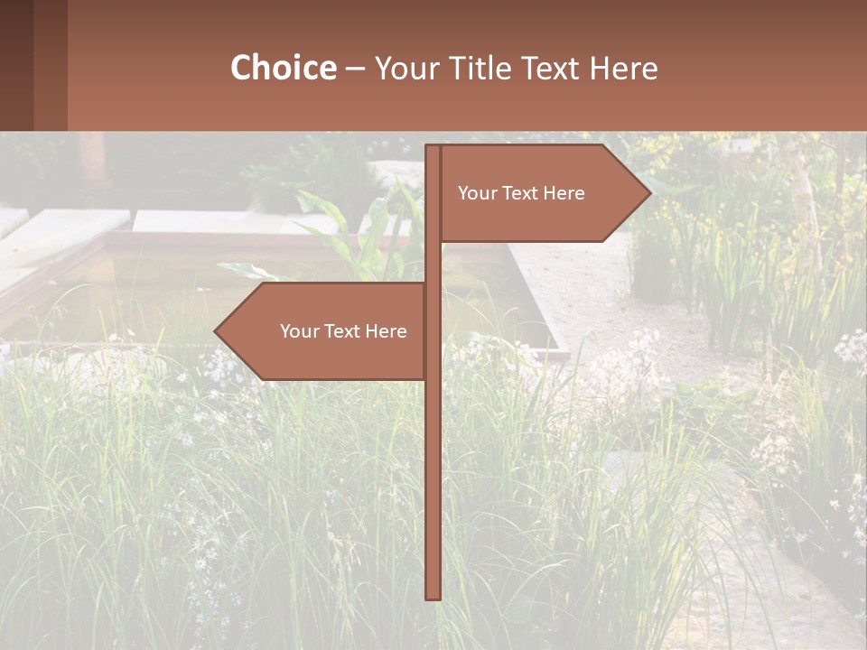 A Garden With Lots Of Plants And Water PowerPoint Template