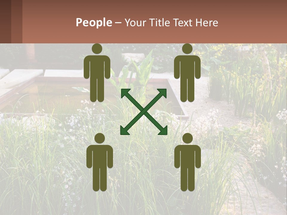 A Garden With Lots Of Plants And Water PowerPoint Template