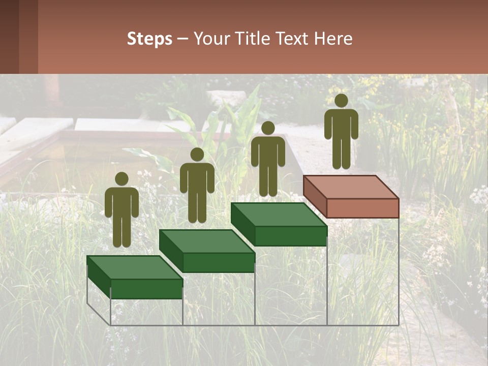 A Garden With Lots Of Plants And Water PowerPoint Template