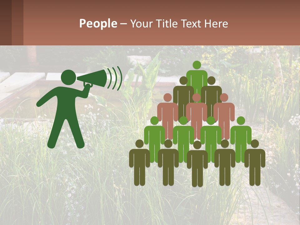 A Garden With Lots Of Plants And Water PowerPoint Template