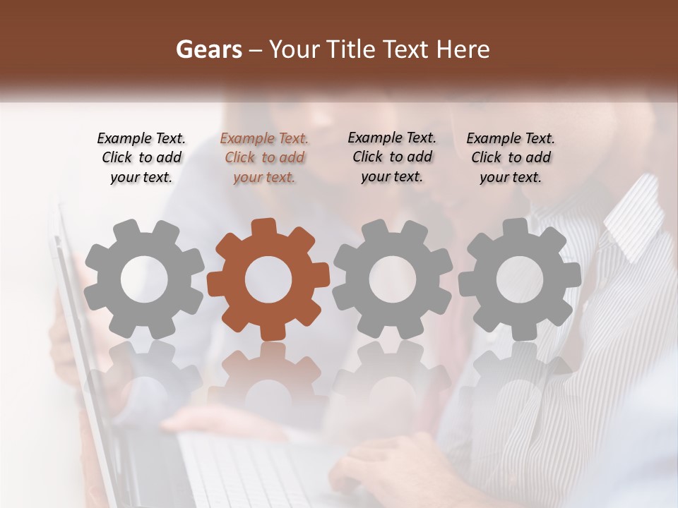 A Group Of People Looking At A Laptop PowerPoint Template