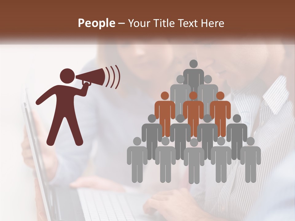 A Group Of People Looking At A Laptop PowerPoint Template