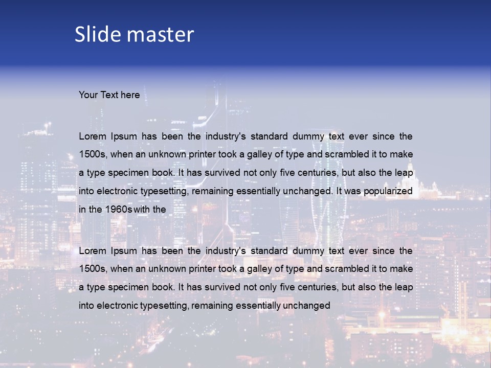 A City Skyline At Night With The Words Name Of Presentation PowerPoint Template