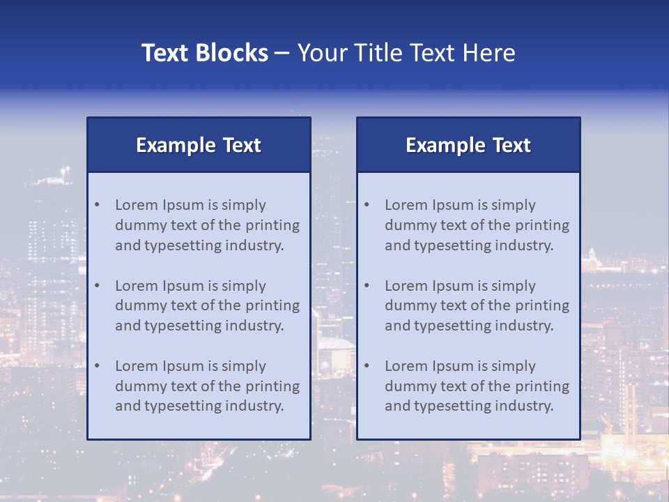 A City Skyline At Night With The Words Name Of Presentation PowerPoint Template