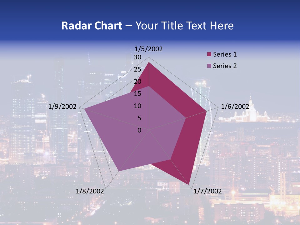 A City Skyline At Night With The Words Name Of Presentation PowerPoint Template