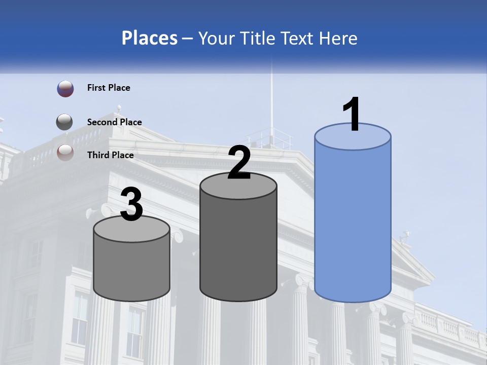 A Building With Columns And A Flag On Top PowerPoint Template