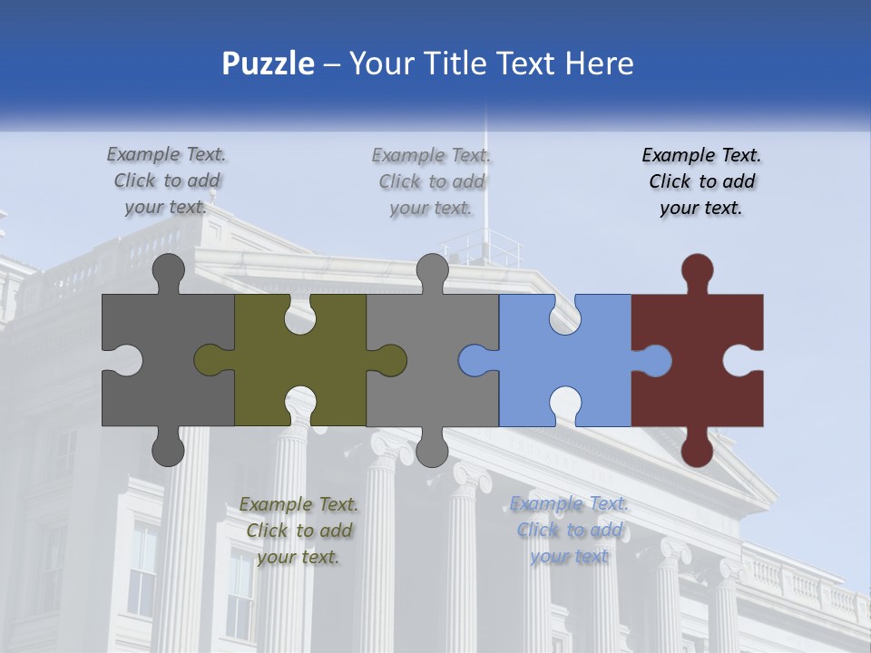 A Building With Columns And A Flag On Top PowerPoint Template