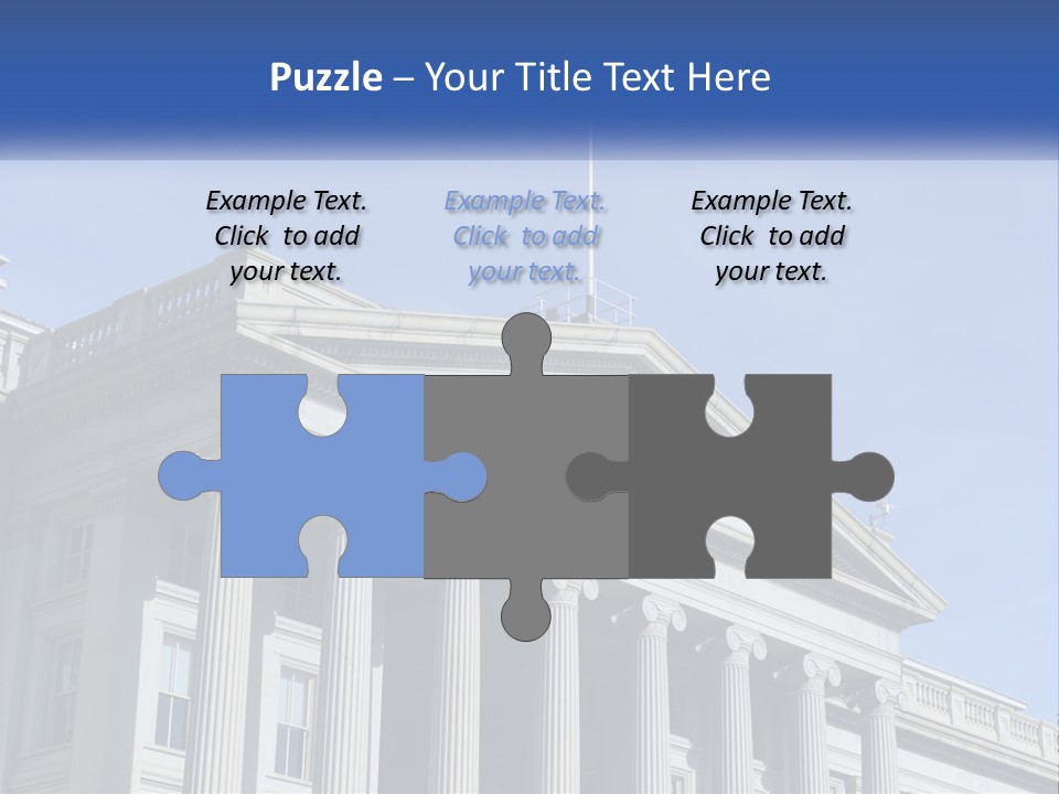 A Building With Columns And A Flag On Top PowerPoint Template