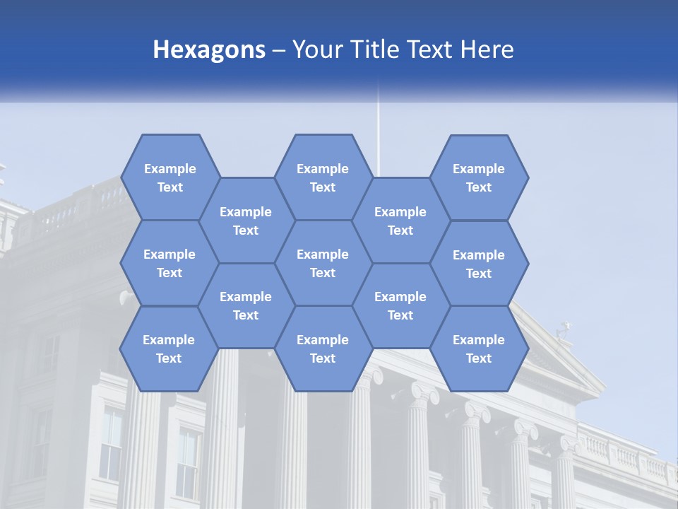 A Building With Columns And A Flag On Top PowerPoint Template