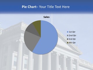 A Building With Columns And A Flag On Top PowerPoint Template