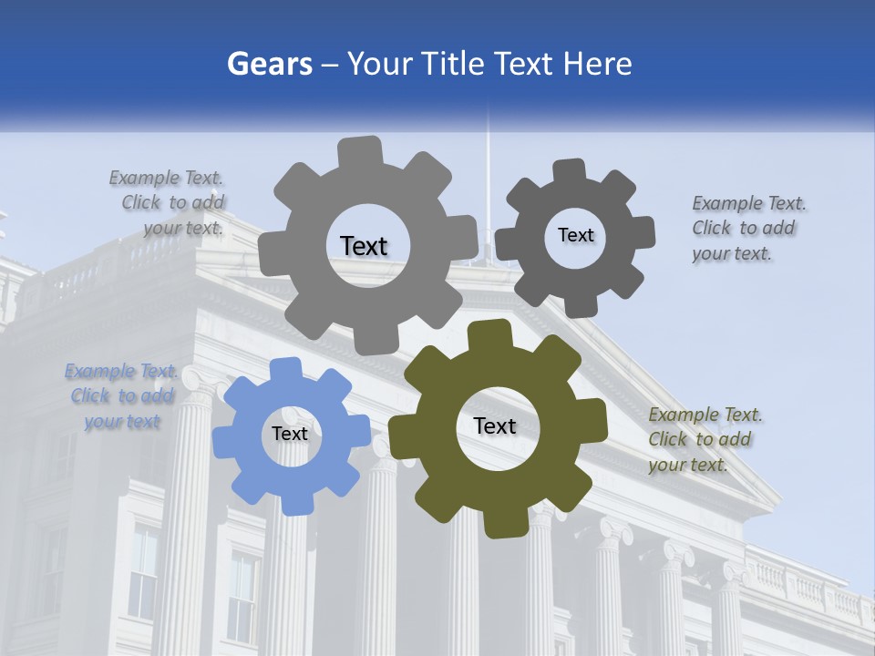 A Building With Columns And A Flag On Top PowerPoint Template