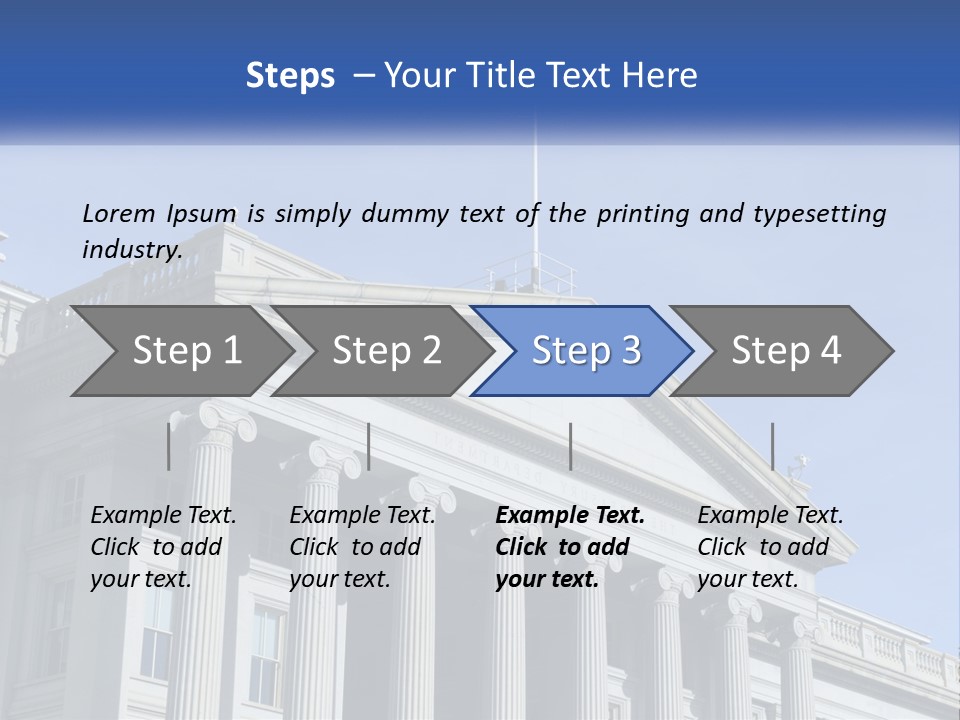 A Building With Columns And A Flag On Top PowerPoint Template