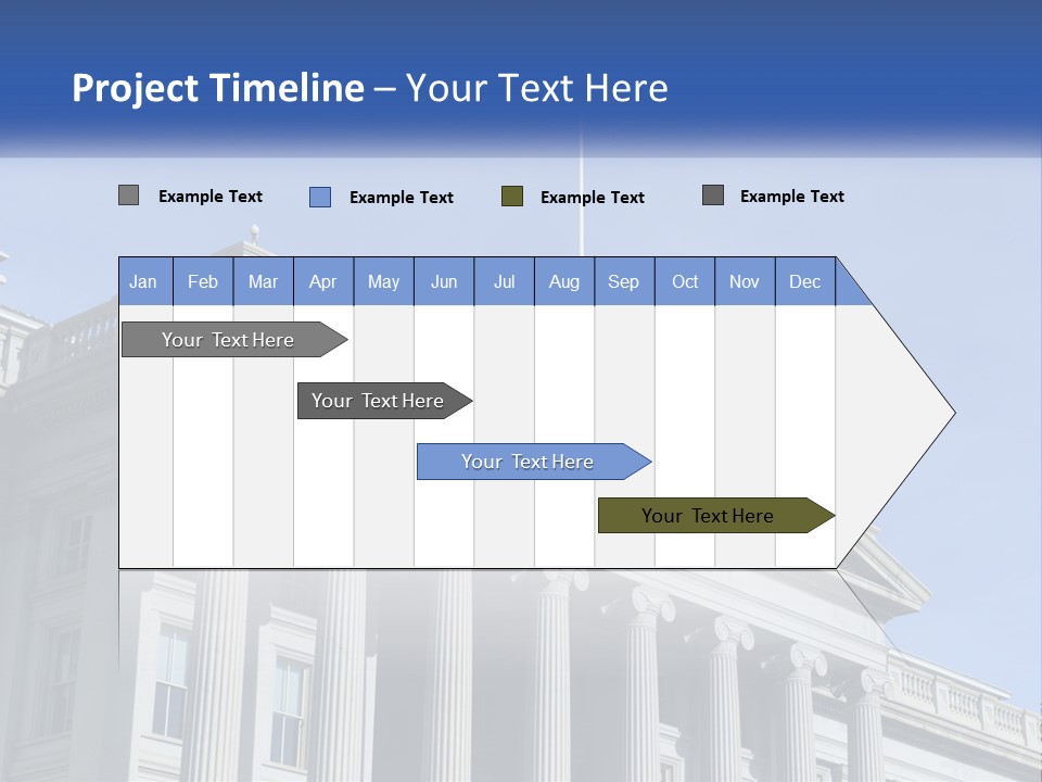 A Building With Columns And A Flag On Top PowerPoint Template
