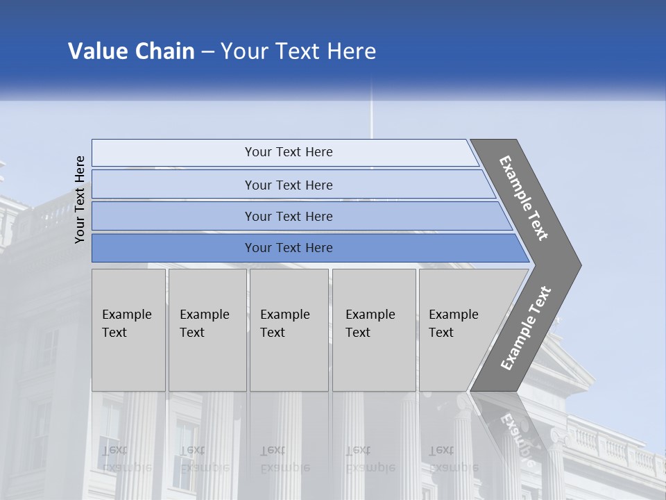 A Building With Columns And A Flag On Top PowerPoint Template