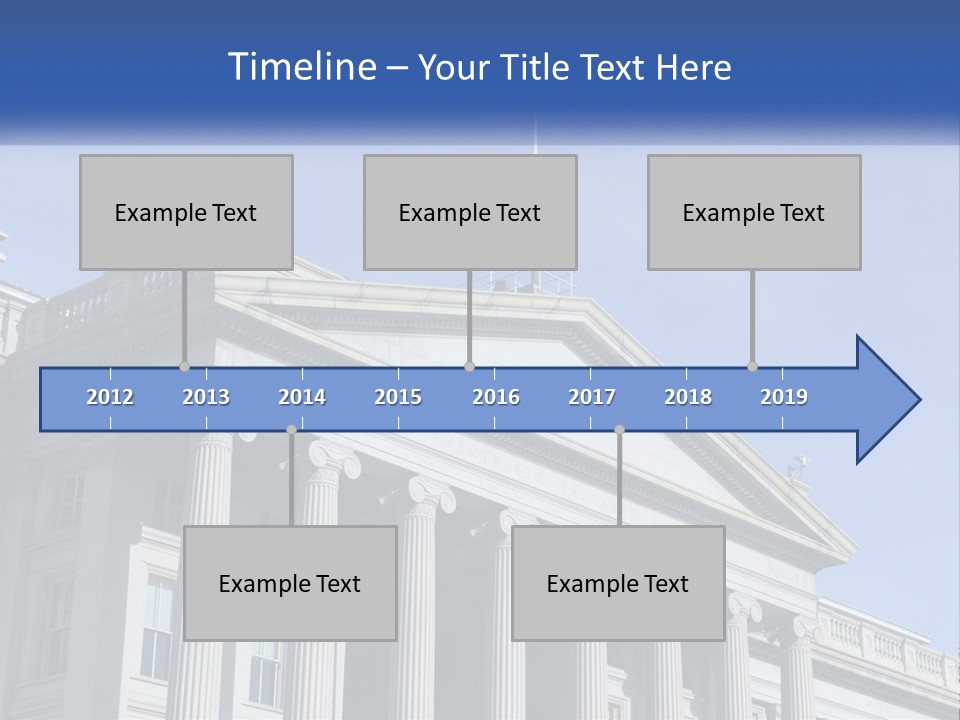 A Building With Columns And A Flag On Top PowerPoint Template