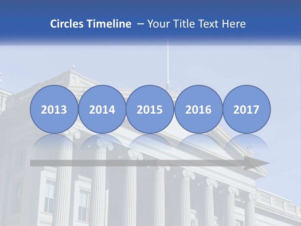 A Building With Columns And A Flag On Top PowerPoint Template