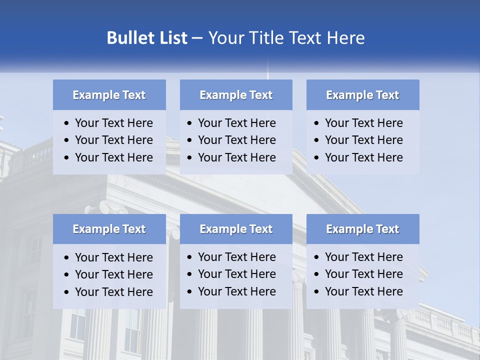 A Building With Columns And A Flag On Top PowerPoint Template