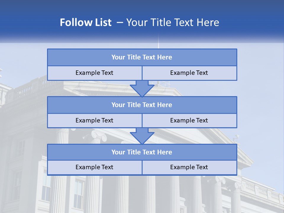 A Building With Columns And A Flag On Top PowerPoint Template