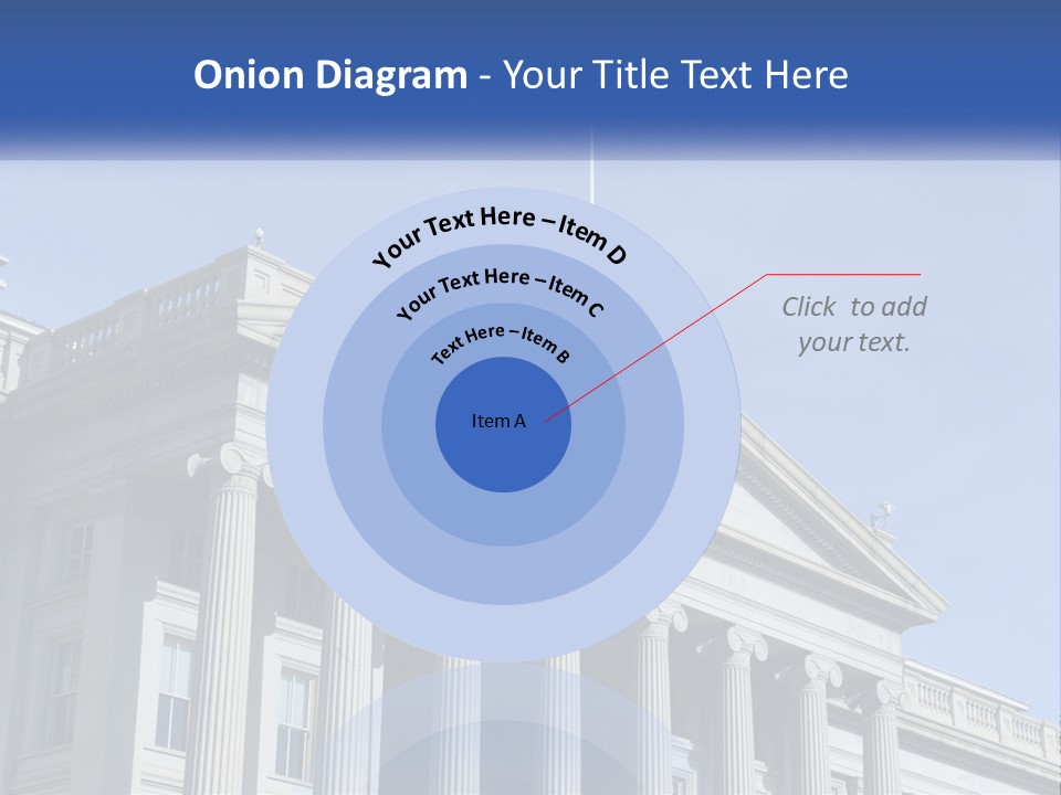 A Building With Columns And A Flag On Top PowerPoint Template