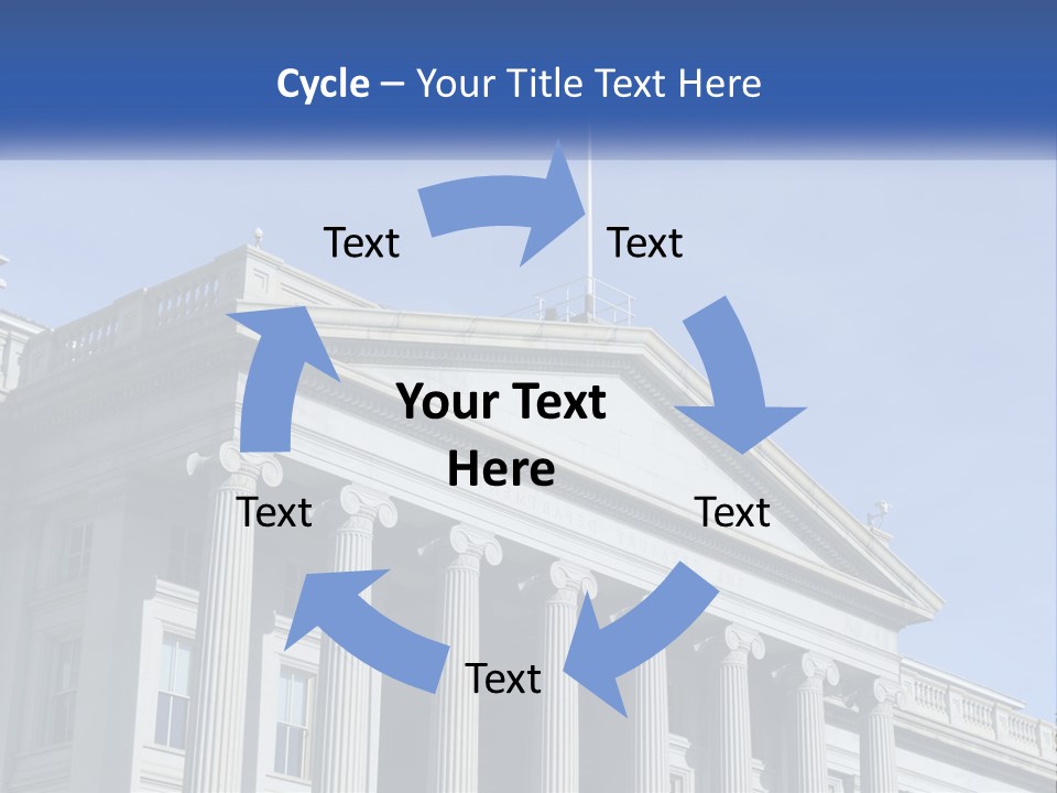 A Building With Columns And A Flag On Top PowerPoint Template