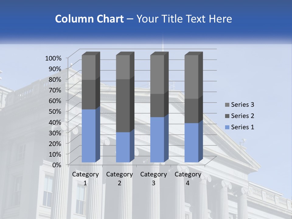 A Building With Columns And A Flag On Top PowerPoint Template