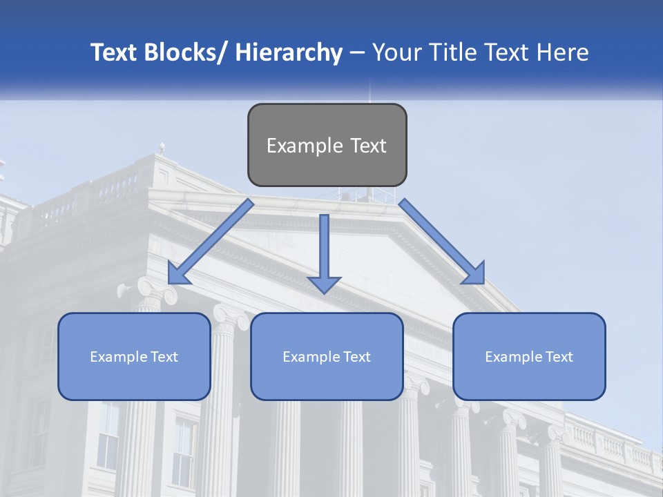 A Building With Columns And A Flag On Top PowerPoint Template
