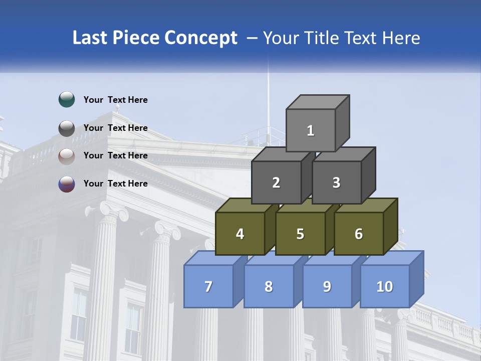 A Building With Columns And A Flag On Top PowerPoint Template