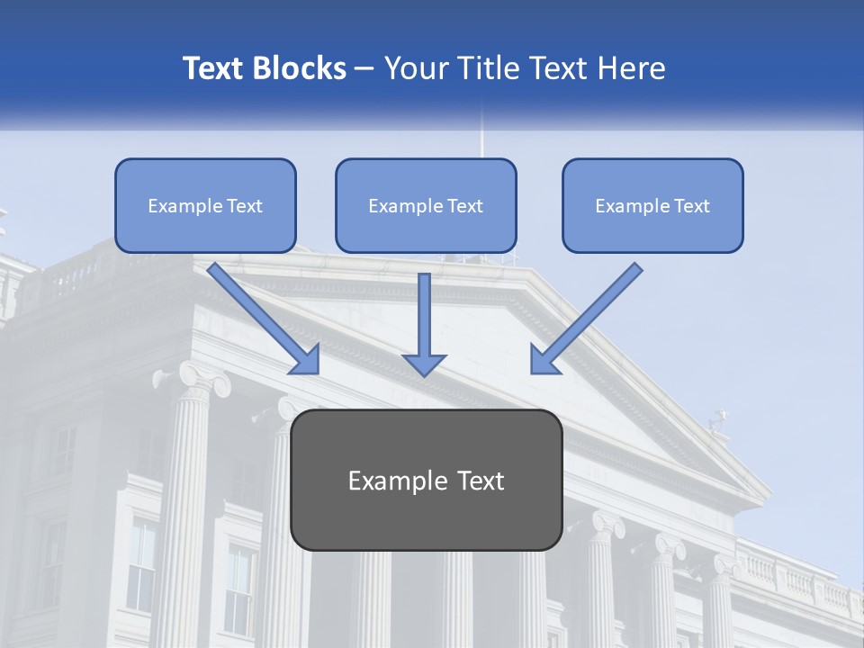 A Building With Columns And A Flag On Top PowerPoint Template