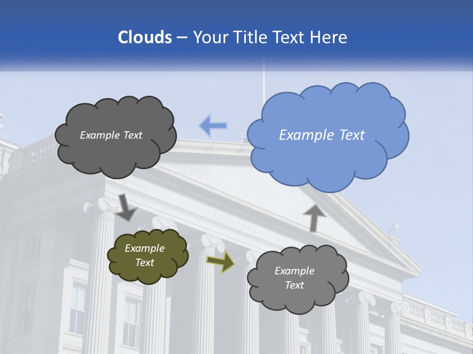 A Building With Columns And A Flag On Top PowerPoint Template