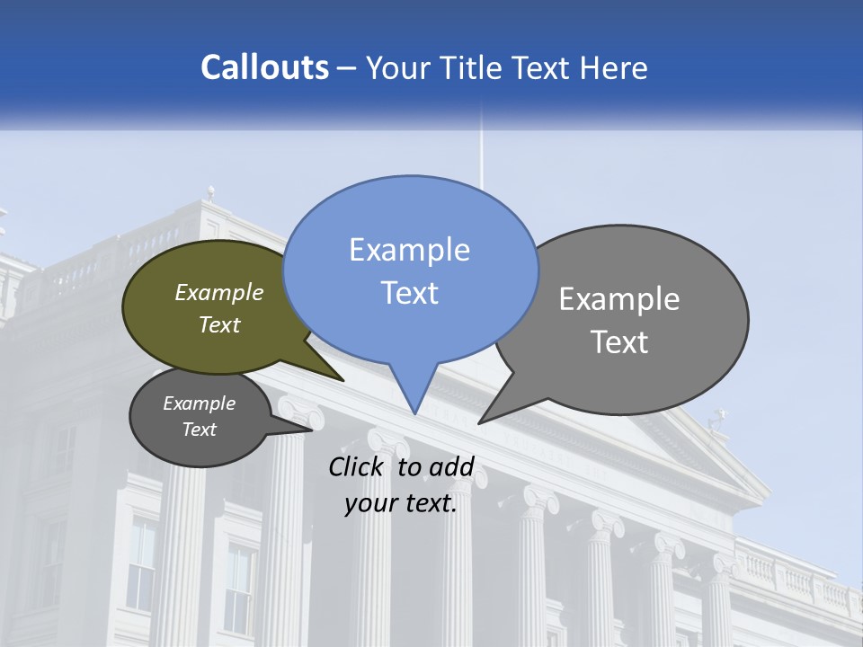 A Building With Columns And A Flag On Top PowerPoint Template