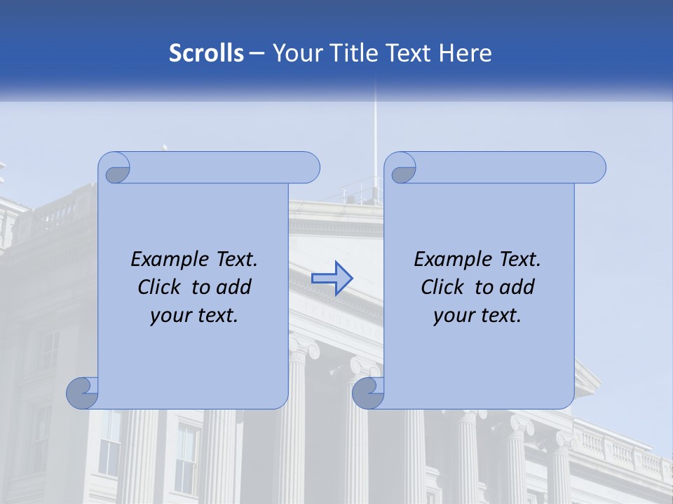 A Building With Columns And A Flag On Top PowerPoint Template