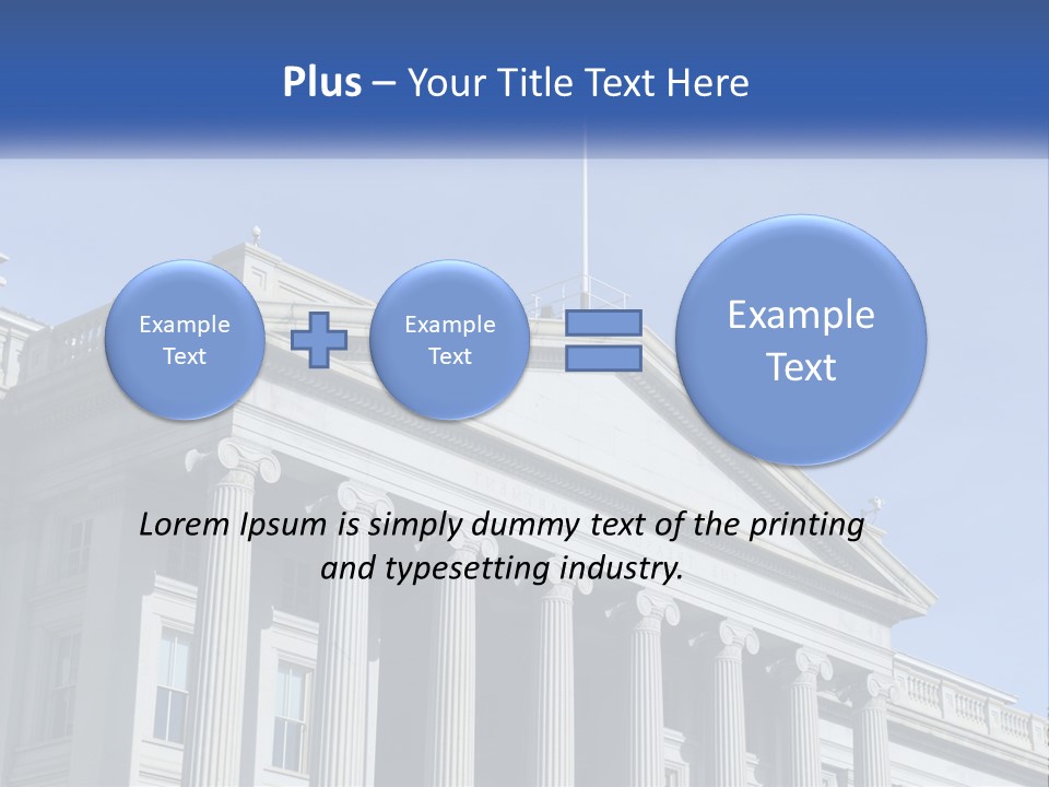 A Building With Columns And A Flag On Top PowerPoint Template