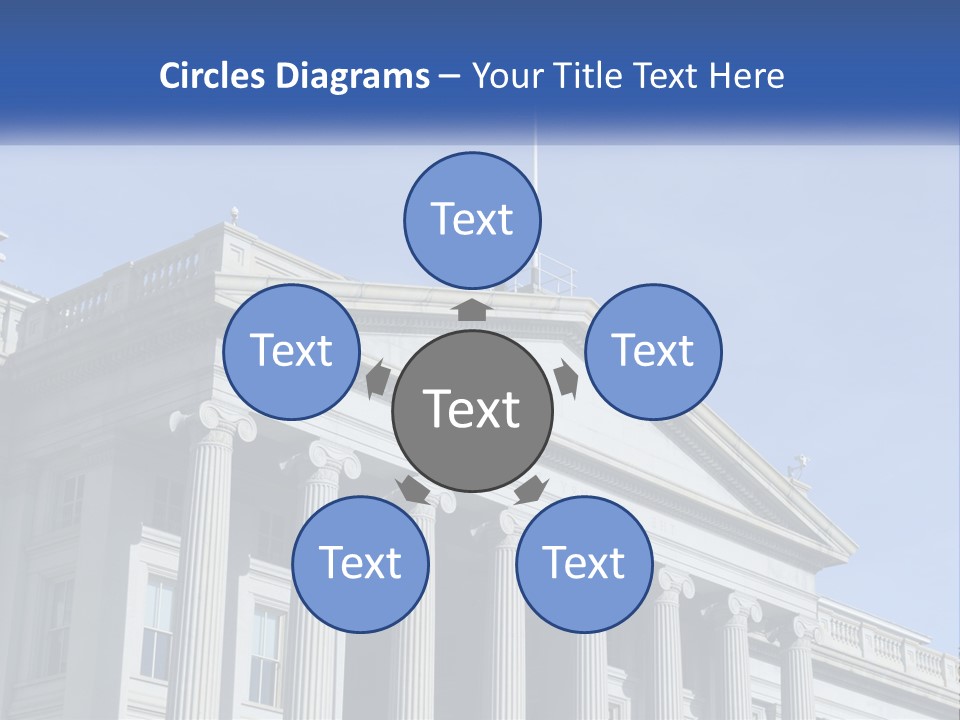 A Building With Columns And A Flag On Top PowerPoint Template